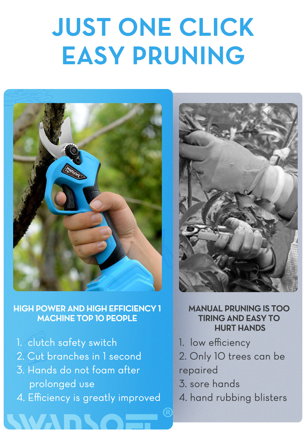 swansoft 718 cordless electric pruning shear